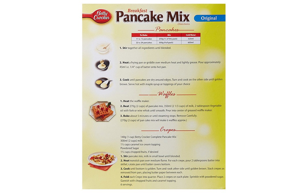Betty Crocker Breakfast Pancake Mix, Original   Box  500 grams